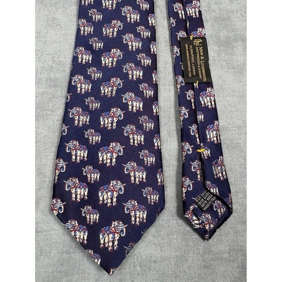 New & Lingwood Other - New & Lingwood British Museum Elephant Silk Tie Handmade Italy 60" Navy